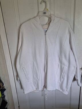 Women's White Sherpa-Lined Zip Hoodie Jacket
